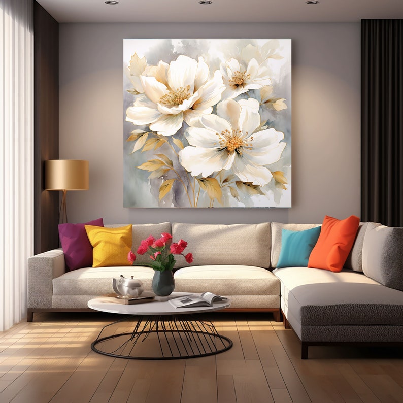 Original Flower Wall Art Set of 2,wall Decor,abstract Colorful Wall Art