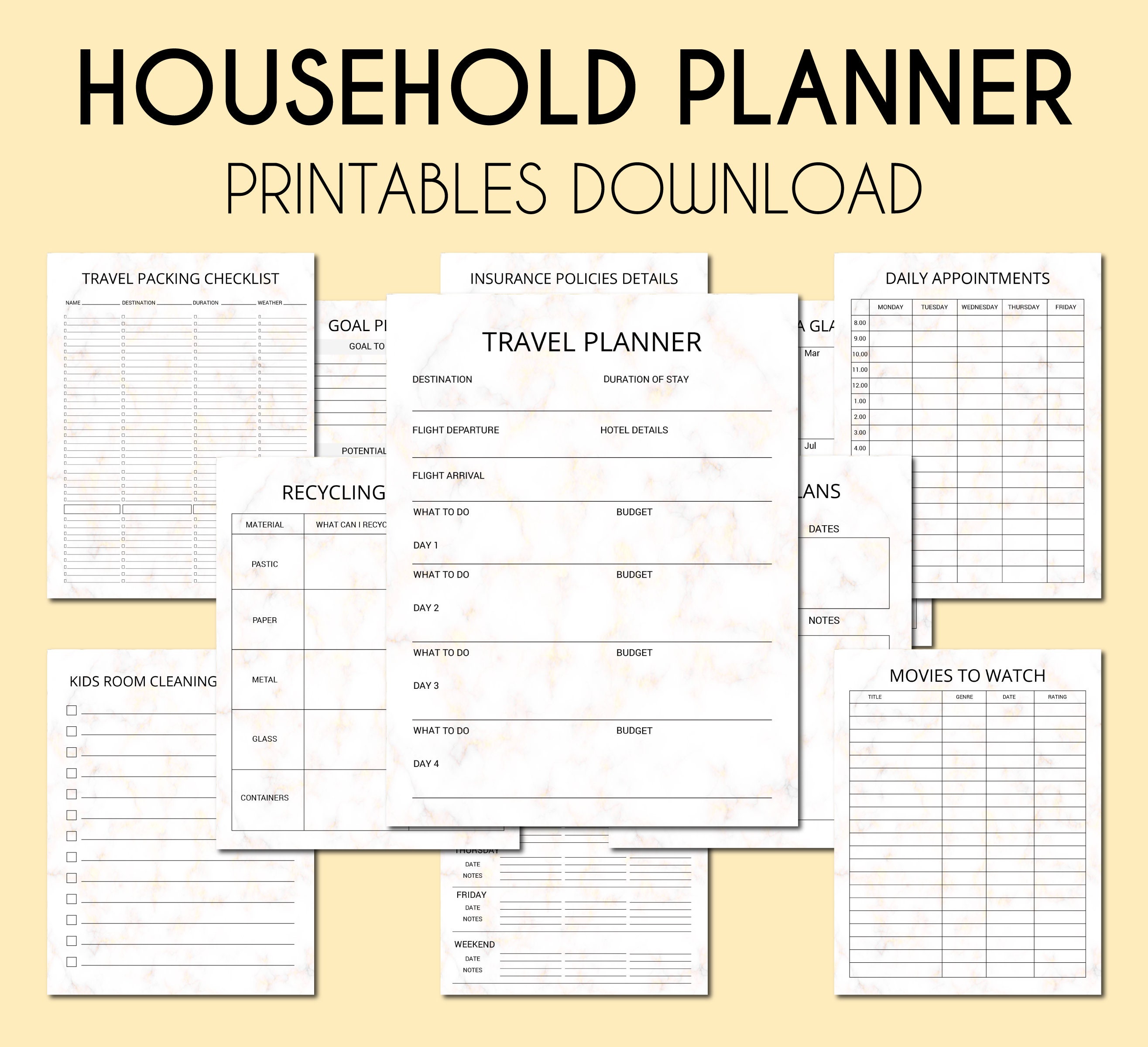 Household Planner Printables - Home Management Binder - Printable ...