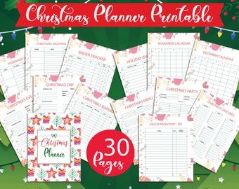 Kerstplannerbundel, kerstplannernotitieboekje, vakantieplanner, kerstbinder, kerstcadeauplanner, kerstplanner afdrukbaar