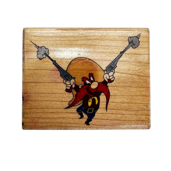 Vintage Yosemite Sam Looney Tunes Cartoon Rubber Craft Stamp 1990 Rootin Tootin 031-E