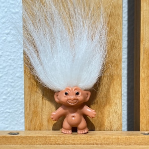 Vintage DAM THINGS Troll Doll Pencil Topper Made In Hong Kong White Hair Collectors Trolls