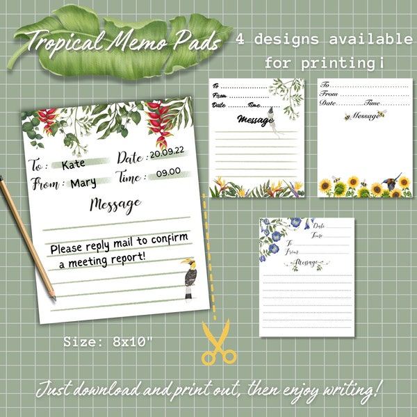 digital Memo pads, digital notepads, Tropical Memo Pads