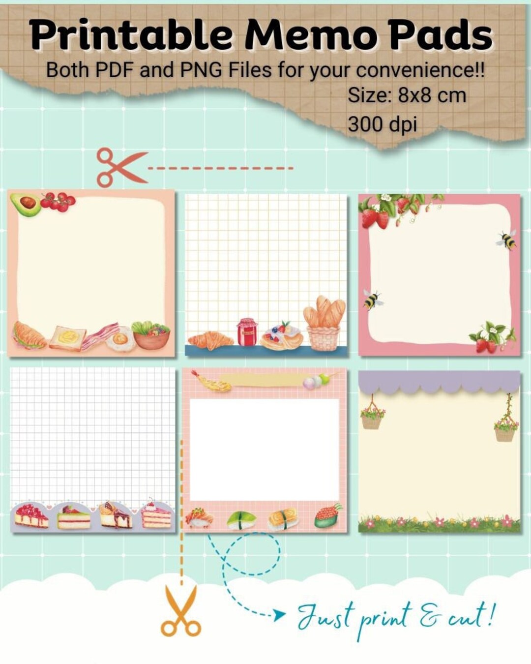 Printable Memo Pads, Digital Memo Pad, 300dpi, Memo Pad1 - Etsy