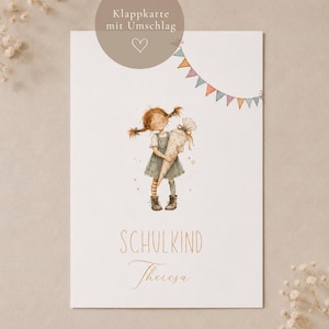 Tarjeta de regreso a clases | Tarjeta desplegable | Personalizada | Niña
