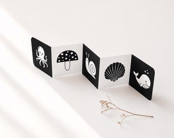 Kontrastkarten Leporello für Babys – 10 Motive mit starken Schwarz-Weiß-Kontrasten