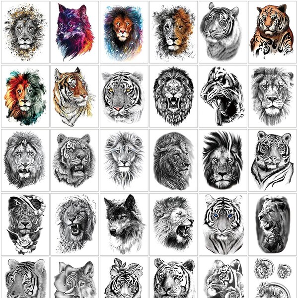 Fake Lion Tattoo - Etsy