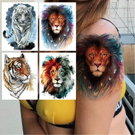 3D Realistic Lion King Tiger Tribal Temporary Tattoos Cool - Etsy