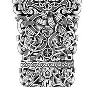 Norse Celtic Geometric Pattern Iconography Temporary Sleeve Tattoo for Arm or Leg DIY Craft Project Tribal Body Art Cosplay LARP Accessory