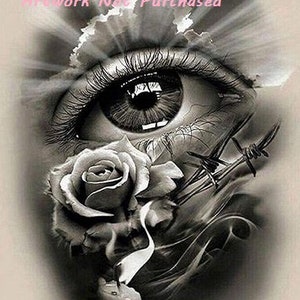 Printable Eye with Rose Tattoo 5 Designs Digital File Downloads Custom Tshirt Design Framed Art Create Your Own Canvas Wall Art Poster Cards