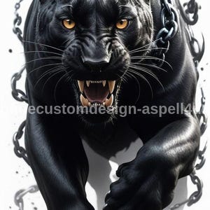 Black Panther Breaking Chains Printable Large Temporary Tattoo - Custom Digital Download Design - DIY Your Own Tattoo Canvas Wall Art Poster