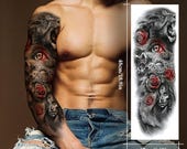 Full Arm Temporary Tattoo – Realistic Floral & Animal Sleeves
