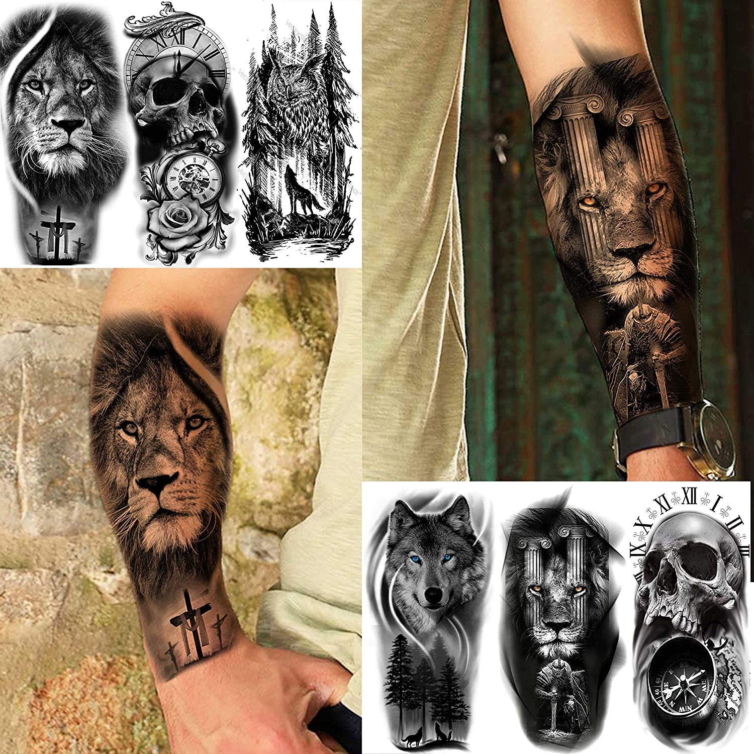 tribal owl arm tattoos