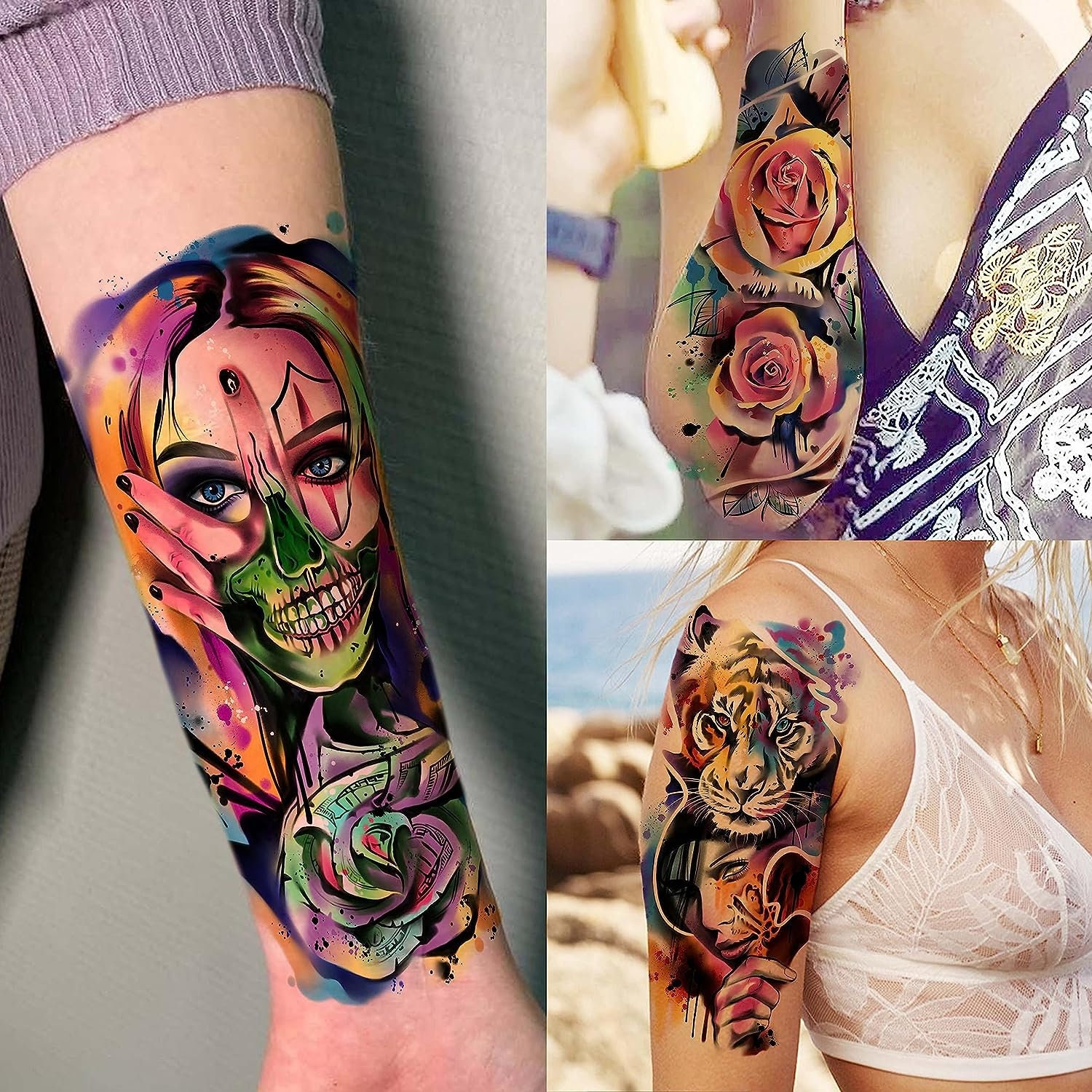 20 Tattoo-Ärmel Für Männer & Frauen – Realistische Fake-Tattoos Als Sonnenschutz | Tiger, Herz, Totenkopf & Mehr