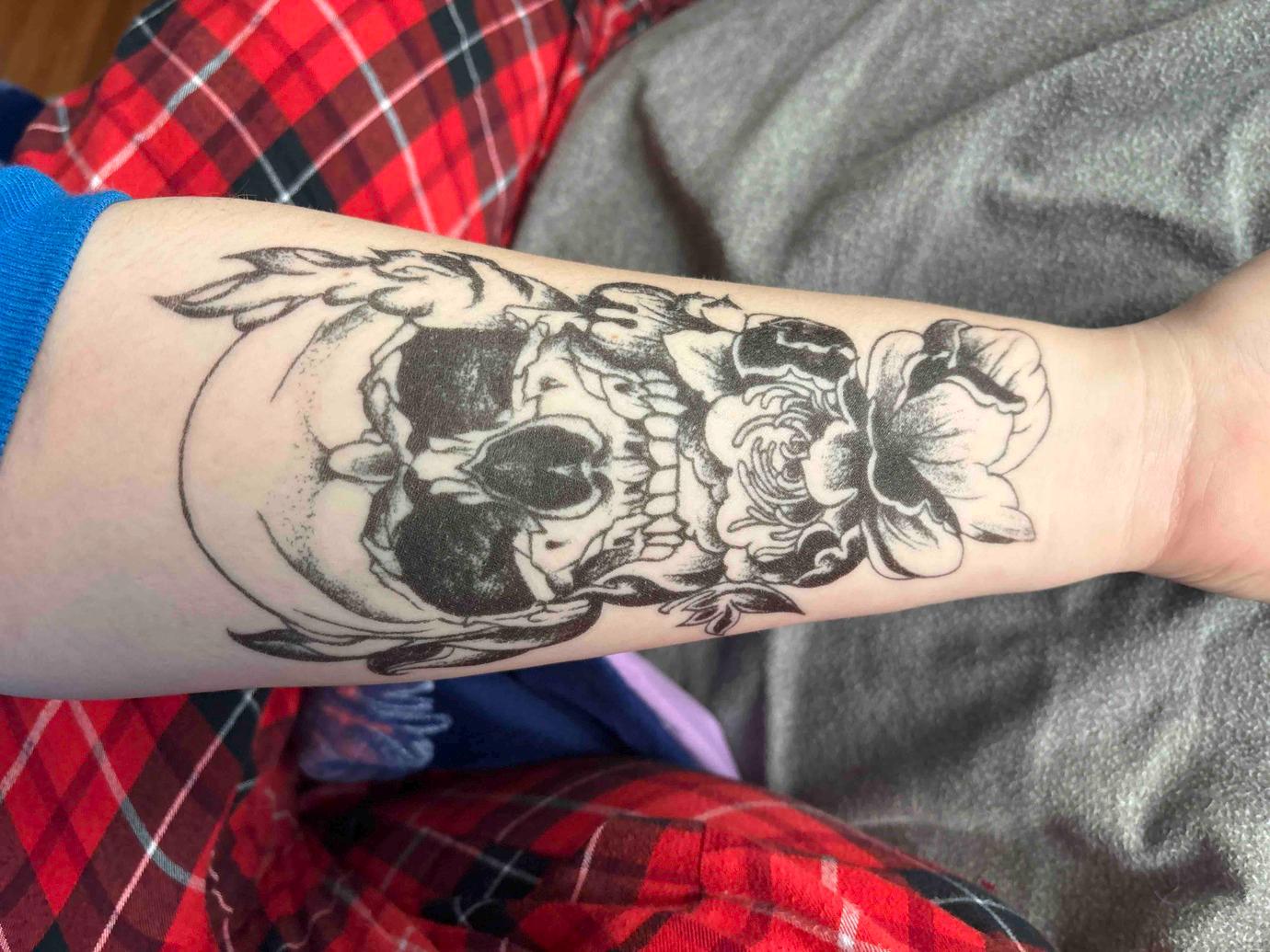 Floral Skull Temporary Tattoo, Gothic Art Printable (resizable) - Etsy
