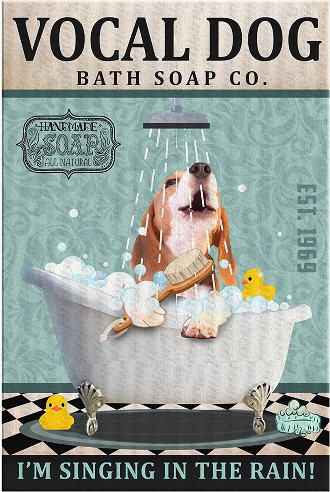 Beagle Dog Plaque En Métal Vintage Avec Inscription « Vocal Dog Bath