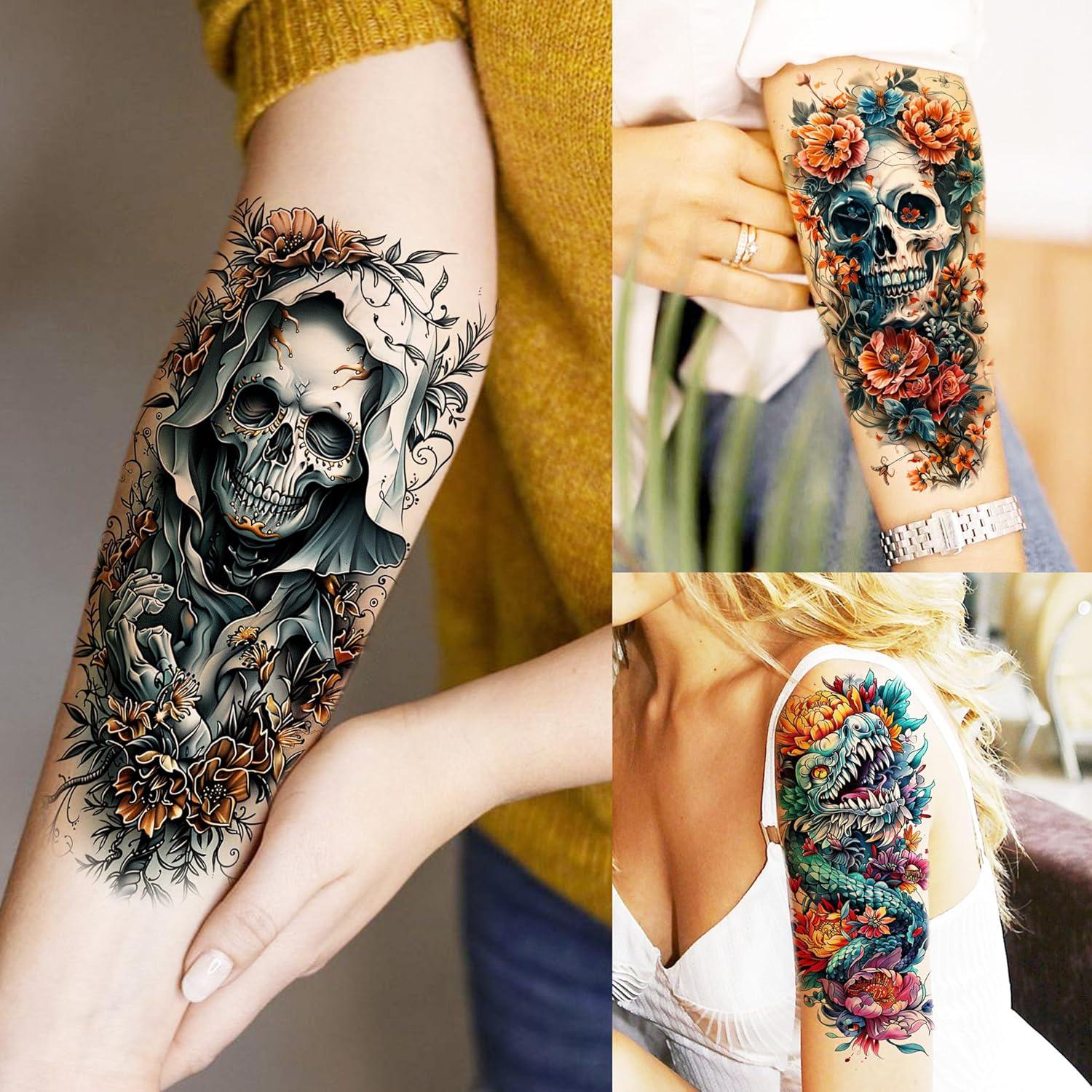 71 Sheet Gothic Temporary Tattoos – Skulls, Dragons, Wolves