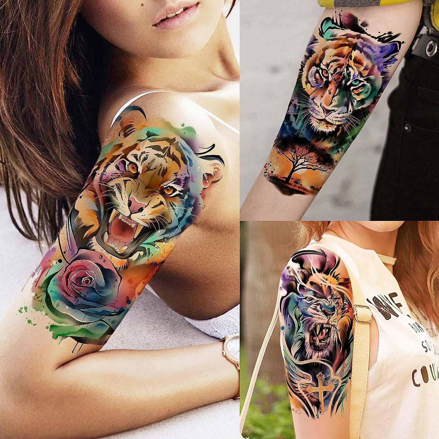 Akstore 20-teiliges Set Tattoo-Ärmel – Künstliche Temporäre Tattoos Für Arme & Beine (Sonnenschutz, Dehnbar)