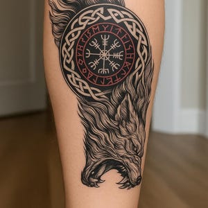 Wolf Head Fake Tattoo for Woman Man Arm Art Totem Tattoo Sticker Punk Temporary Tattoos Digital Download Sublimation Printable Custom Art