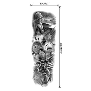 Army Soldier Tattoo Sleeve Realistic Look Full Arm Sleeve Temporary Tattoo Stickers Body Art Leg Makeup Realistic Waterproof