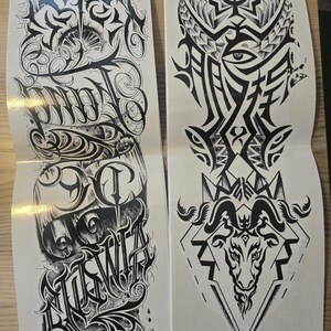 Set of 6 Full Arm Tattoo Sleeves Temporary Large Fake Body Art Arm Chest Shoulder Tattoo Black tattoo Body Stickers for Man Women DIY Craft