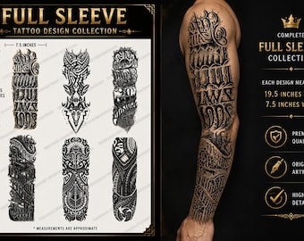 Tribal Lettering Tattoo Sleeve: Gothic Blackwork Polynesian
