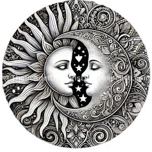 Sun Moon and Stars Printable Large Full Coverage Temporary Tattoo Transparent Custom Digital Download Design - DIY Your Own Art Sticker etc.