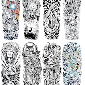 TSHAOUN 12 Pieces Art Arm Fake Tattoo Sleeves Cover For Men Women