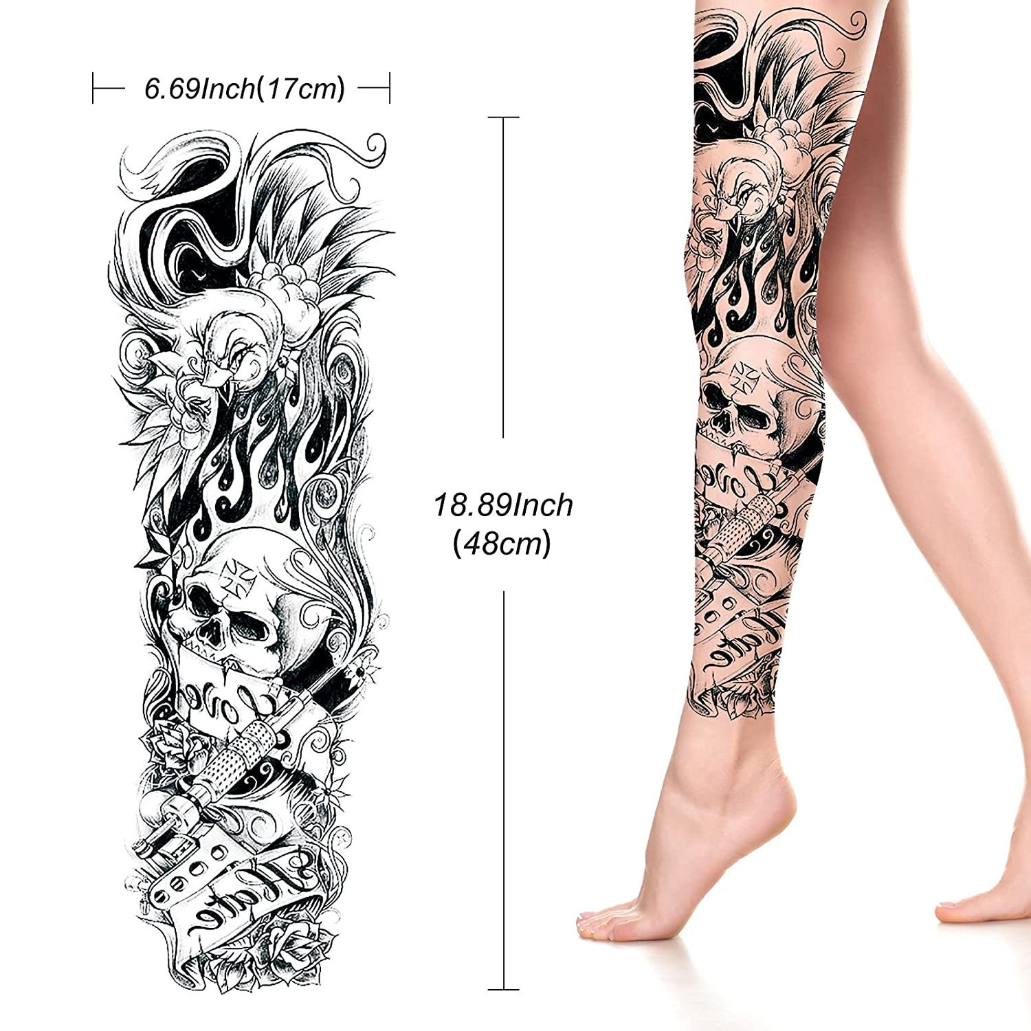 Geyoga 12-Piece Fake Tattoo Sleeves Set - Realistic Arm Covers, UV Protection, Stretchy For Work & Cosplay