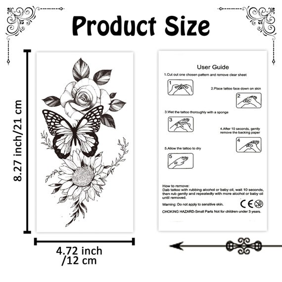 Realistic Dark Butterfly Printable Temporary Tattoo Paper Sticker