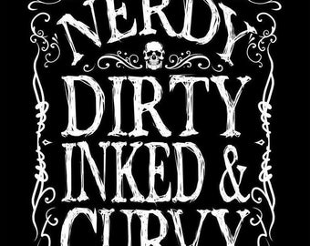 Dirty Inked and Curvy Tattoo Addict Goth Alt Punk Wall Poster Instant Digital Download High Resolution Sublimation Printable Custom Art DIY