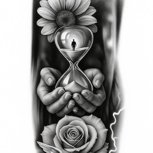 Hour Glass Angel Cross Roses Eye and Flower Extra Large Full Arm Leg Shoulder Body Ar Fake Tattoo Long Lasting Waterproof Easy to DIY Crafts