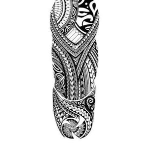 Polynesian Tribal Geometric Full Arm Temporary Tattoo Sleeve – Waterproof Realistic Body Art Designed to Wear Up to 7 Days No Commitment Ink