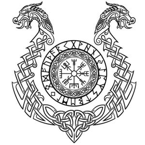 6 Sheets Viking Symbol Temporary Tattoos - Helm of Awe Aegishjalmur Norse Terror Icelandic Magical Odin Gothic Chest Neck or Face Cosplay
