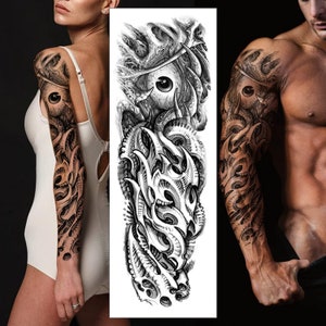 Tattoos Full Arm Temporary 3D Fake Tattoos Extra Large Long Lasting Waterproof Sleeve Arm Legs Shoulder Body Art Fashion Easy to DIY Crafts