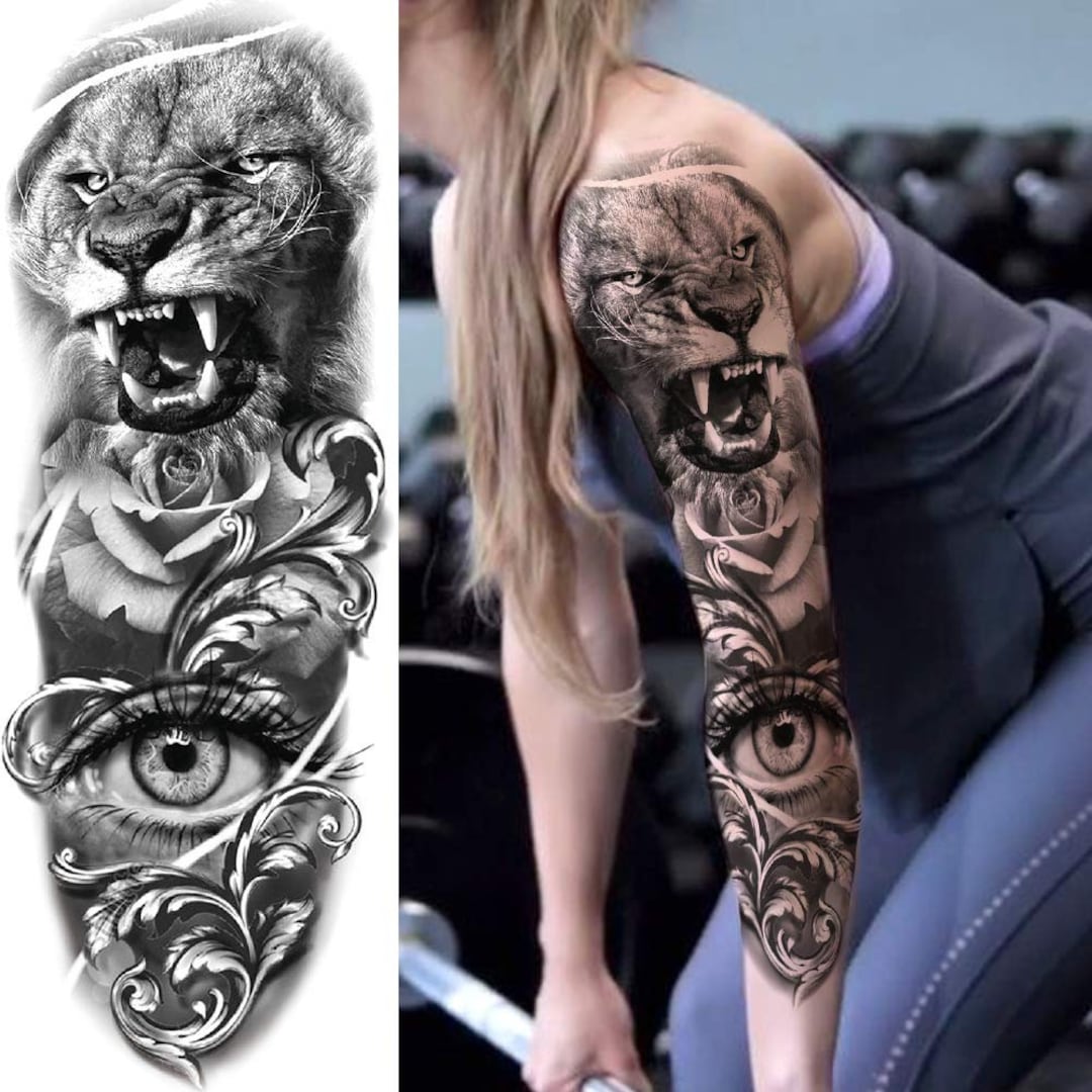 3D Realistic Lion King Tiger Tribal Temporary Tattoos Cool - Etsy 3D Realistic Lion King Tiger Tribal Temporary Tattoos Cool - Etsy