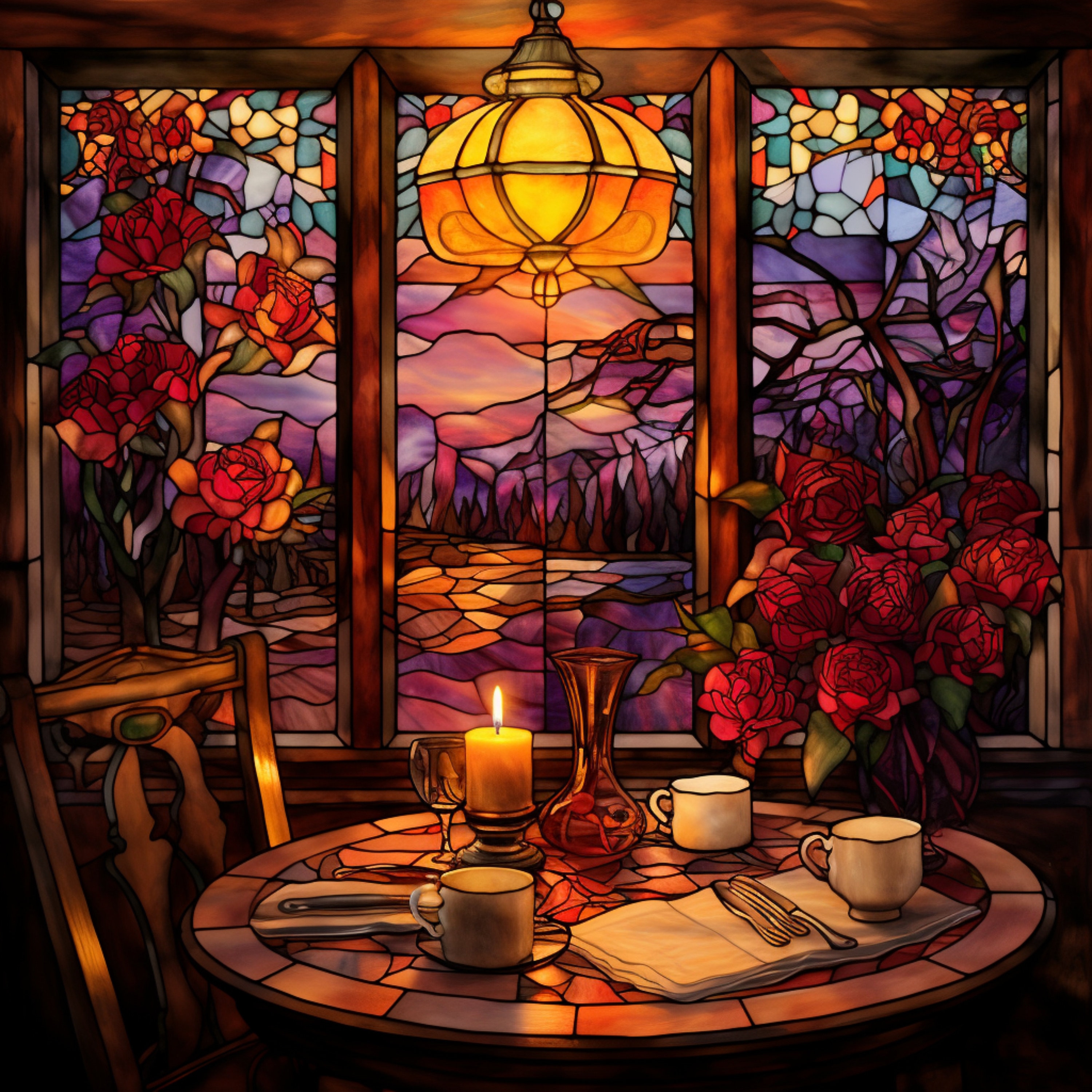 5 Printable Stained Glass Lovers Paper Digital Download Use