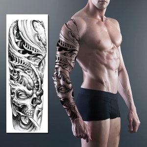 Tattoos Full Arm Temporary 3D Fake Tattoos Extra Large Long Lasting Waterproof Sleeve Arm Legs Shoulder Body Art Fashion Easy to DIY Crafts