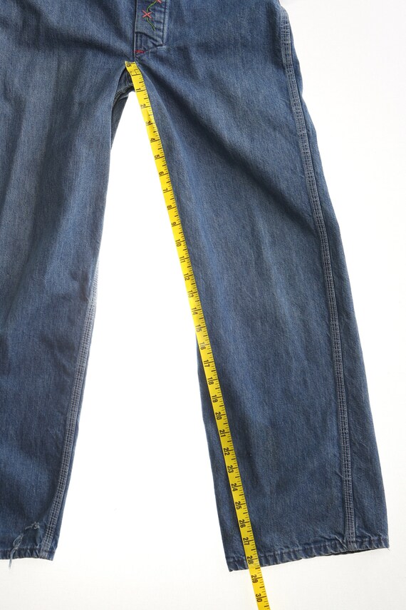 Vintage big mac cotton 70's blue overalls embroidered… - Gem