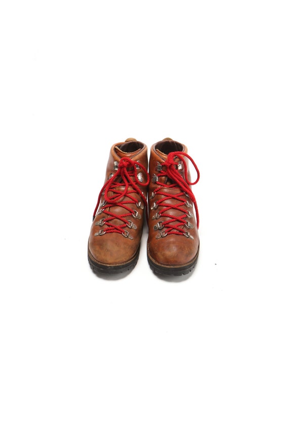 Vintage Leather Hiking Boots With Red Lace Waffle Stompers ($58) Liked ...