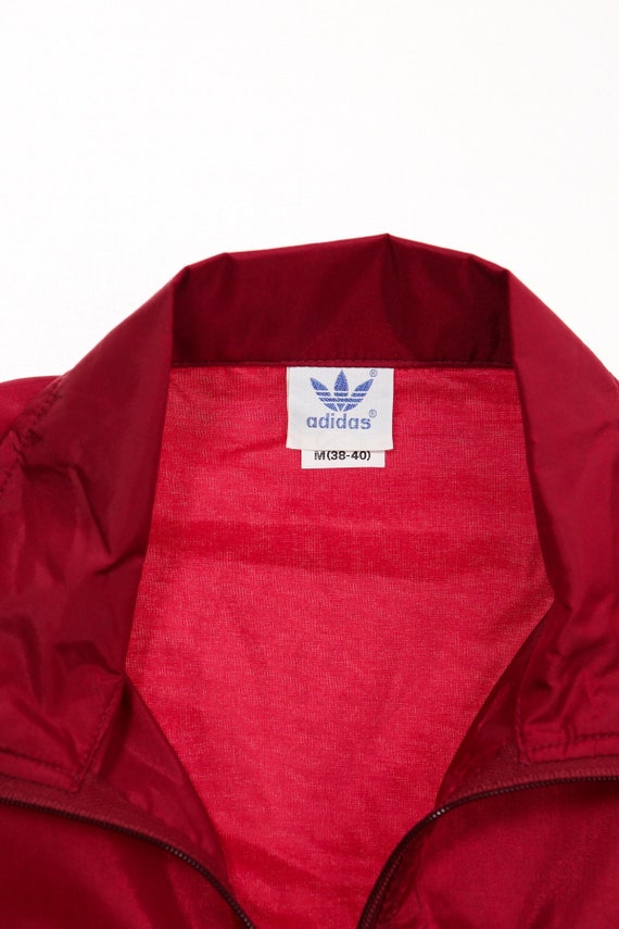 Vintage windbraker jacket red 80's white nylon medium - Gem