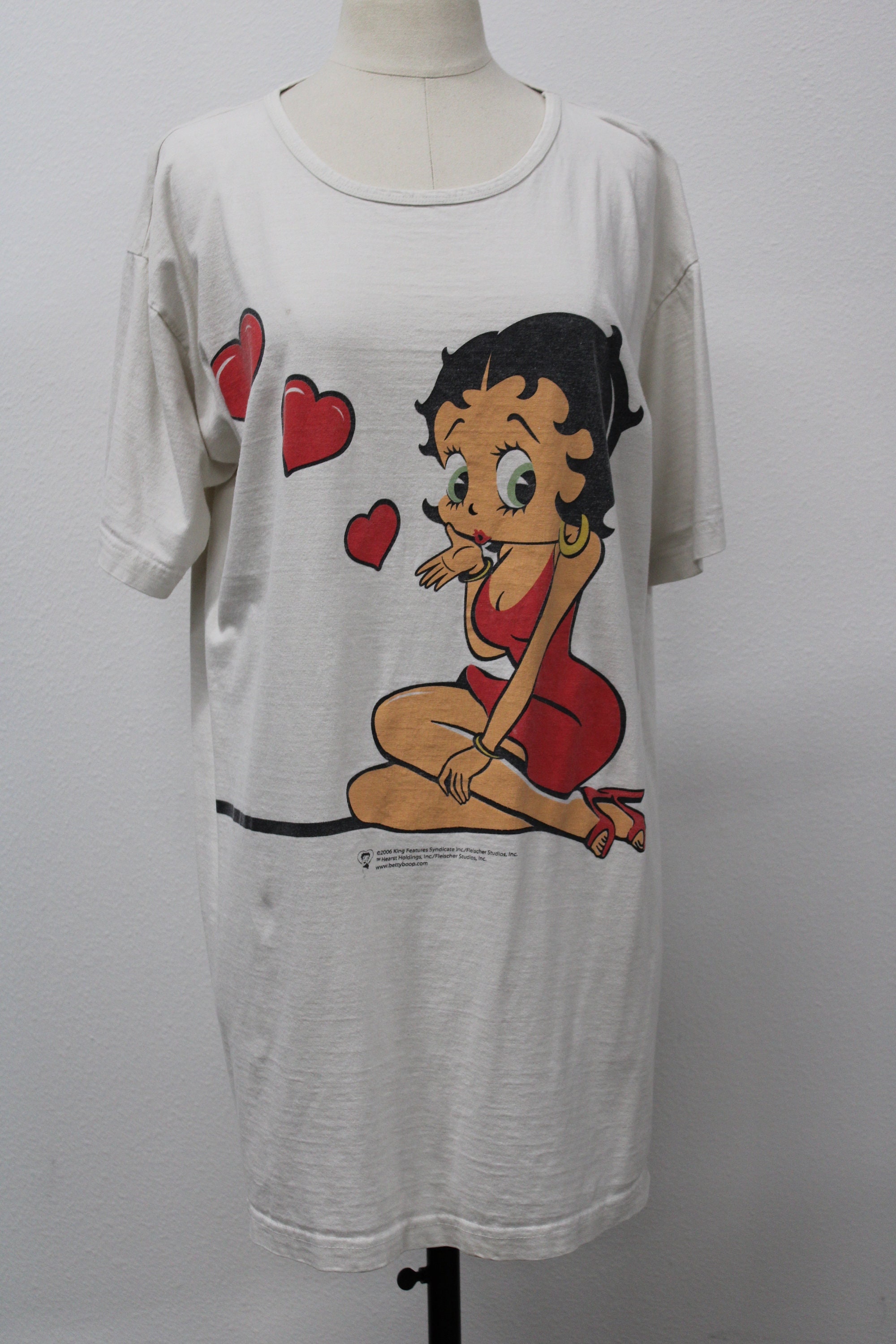 Betty Boop Graphic T-shirt Long Pijama White Red Dress Puppy - Etsy