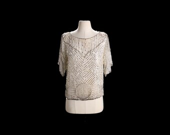 White Sequin Top - Etsy