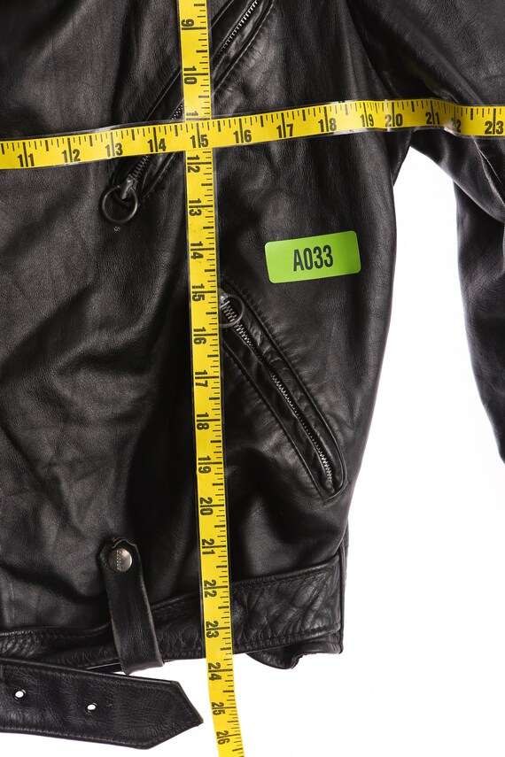 Men's Black Leather Biker Jacket Made in USA Broo… Gem