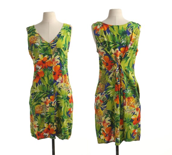 Vintage Jams World Floral Print 90's Hawaiian Dress Women Etsy
