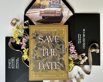 Retro Vintage Wedding Save the Date Suite | Printed Semi-Custom
