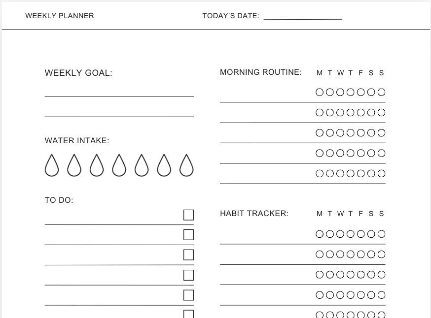 Simple Clean Weekly Habit Tracker - Etsy