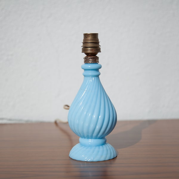 Blue opaline lamp base, opaline lamp, small Chatard lamp, table lamp, bedside lamp, table lamp, blue lamp, table lamp