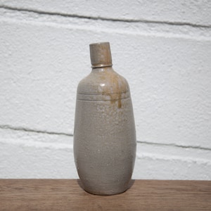 Vintage stoneware bottle, gray enameled bottle, decorative bottle, pottery, collection, pottery, stone bottle