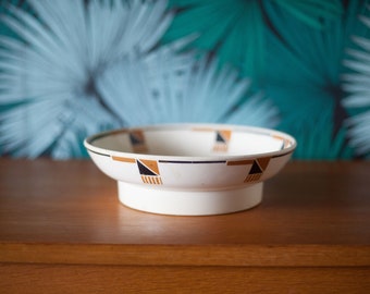 Vintage Badonviller earthenware dish, Bruno model, serving dish, round geometric patterns, made in France, table centerpiece, art deco