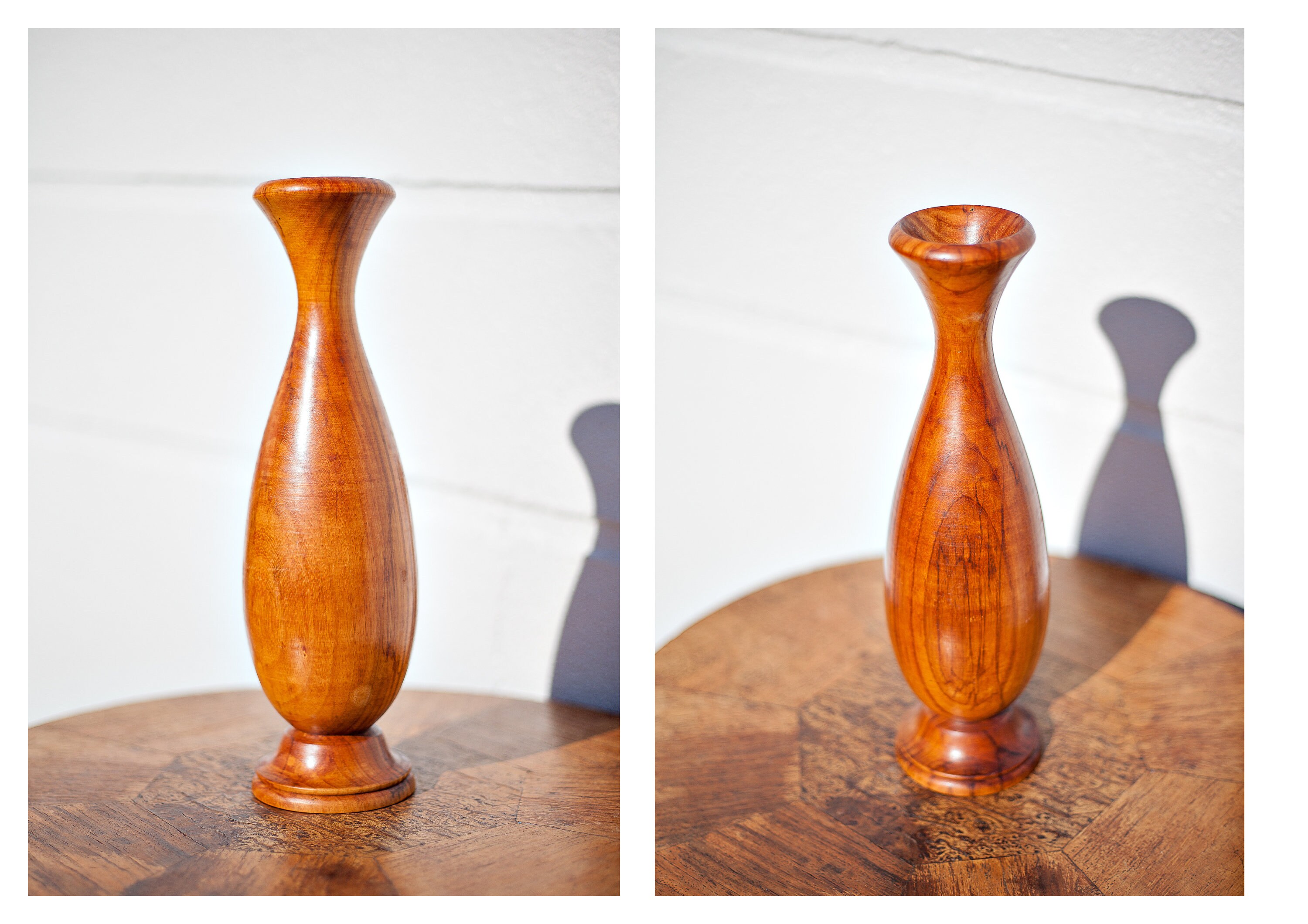 Vase Bois Vintage, Vase Décoratif , Fuselé, Pot à Fleurs Séchées, Collection Déco, 70's